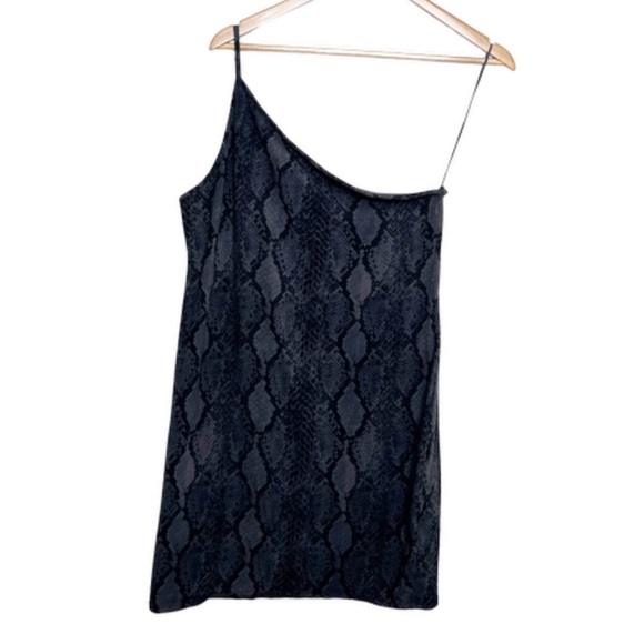 Express Women’s Snakeskin One Shoulder Bodycon Tight Formal Sexy Mini Dress - Picture 2 of 16
